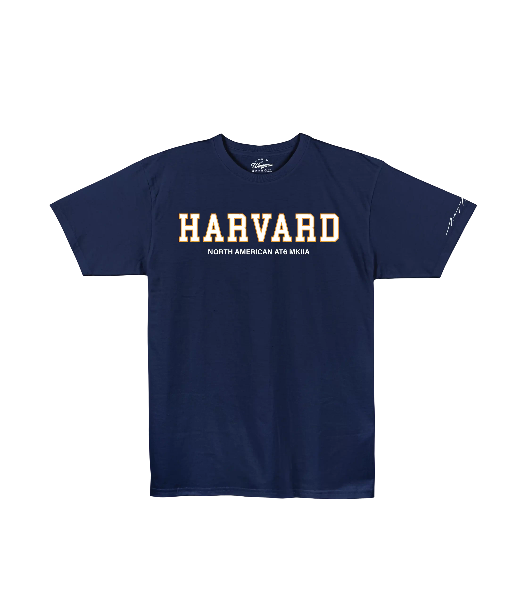 T-shirt with the word Harvard written on it in simple, large print.